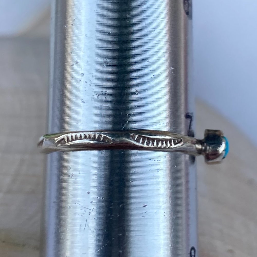 Vintage Stackable Tribal Made Tiny Turquoise Gem … - image 2